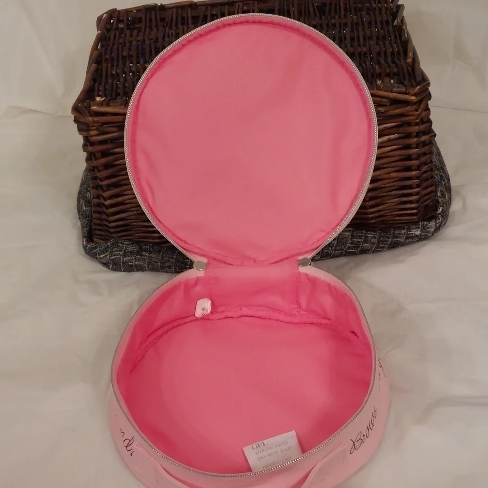 Benefit Pink Round Beauty Face Makeup Bag